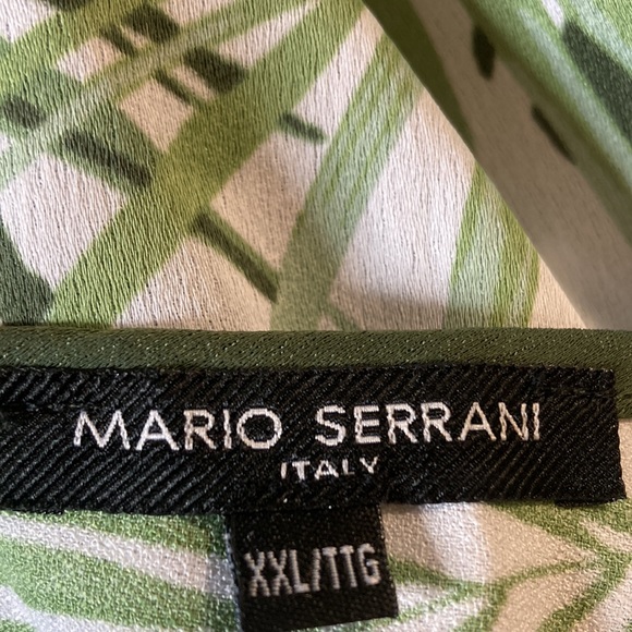Mario Serrani white tank top with leave pattern in green shades - Picture 3 of 4